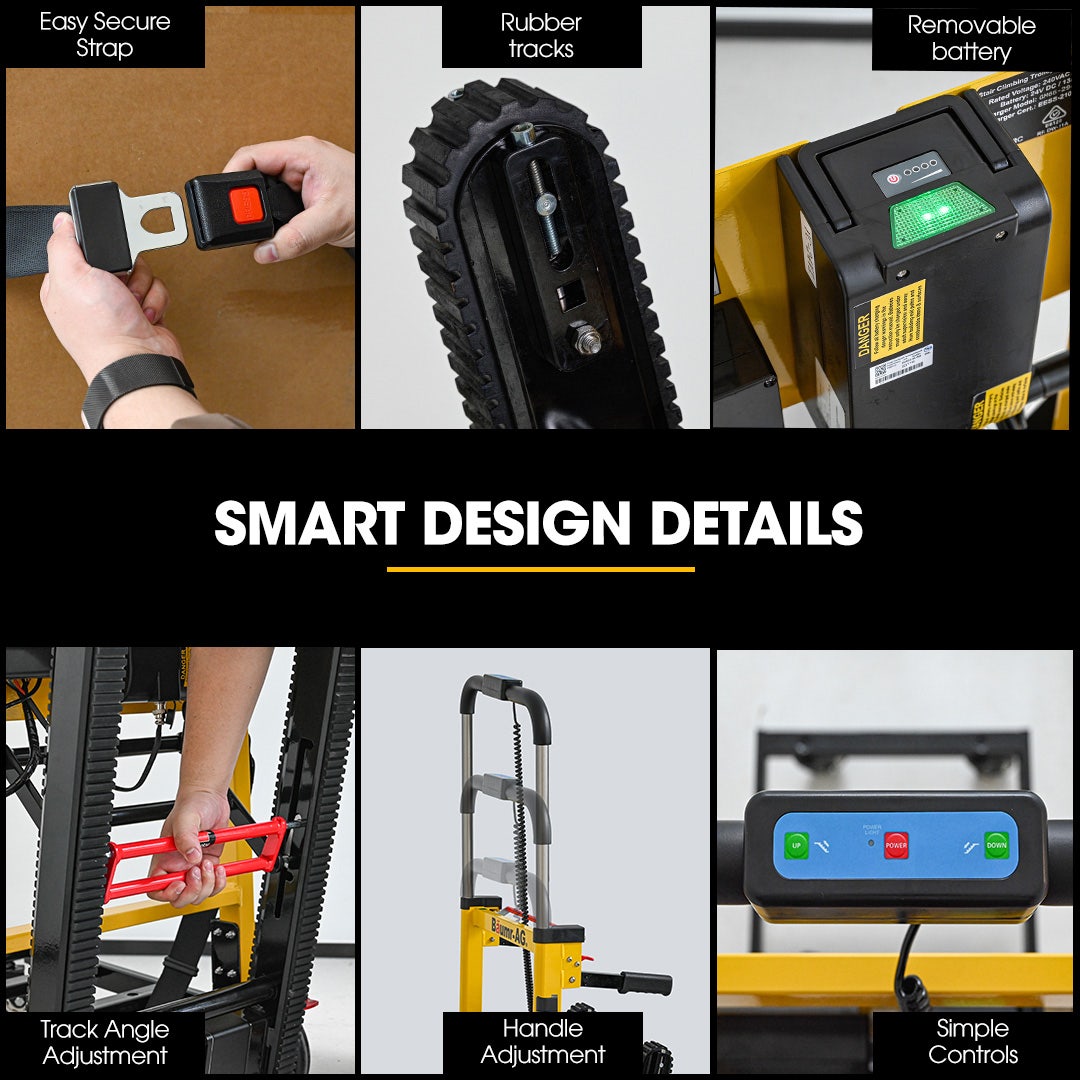 BAUMR-AG Electric Stair Climbing Hand Truck 159kg Load, Foldable Motorised Dolly Cart for Moving Furniture V219-MATSTCBM1CYA