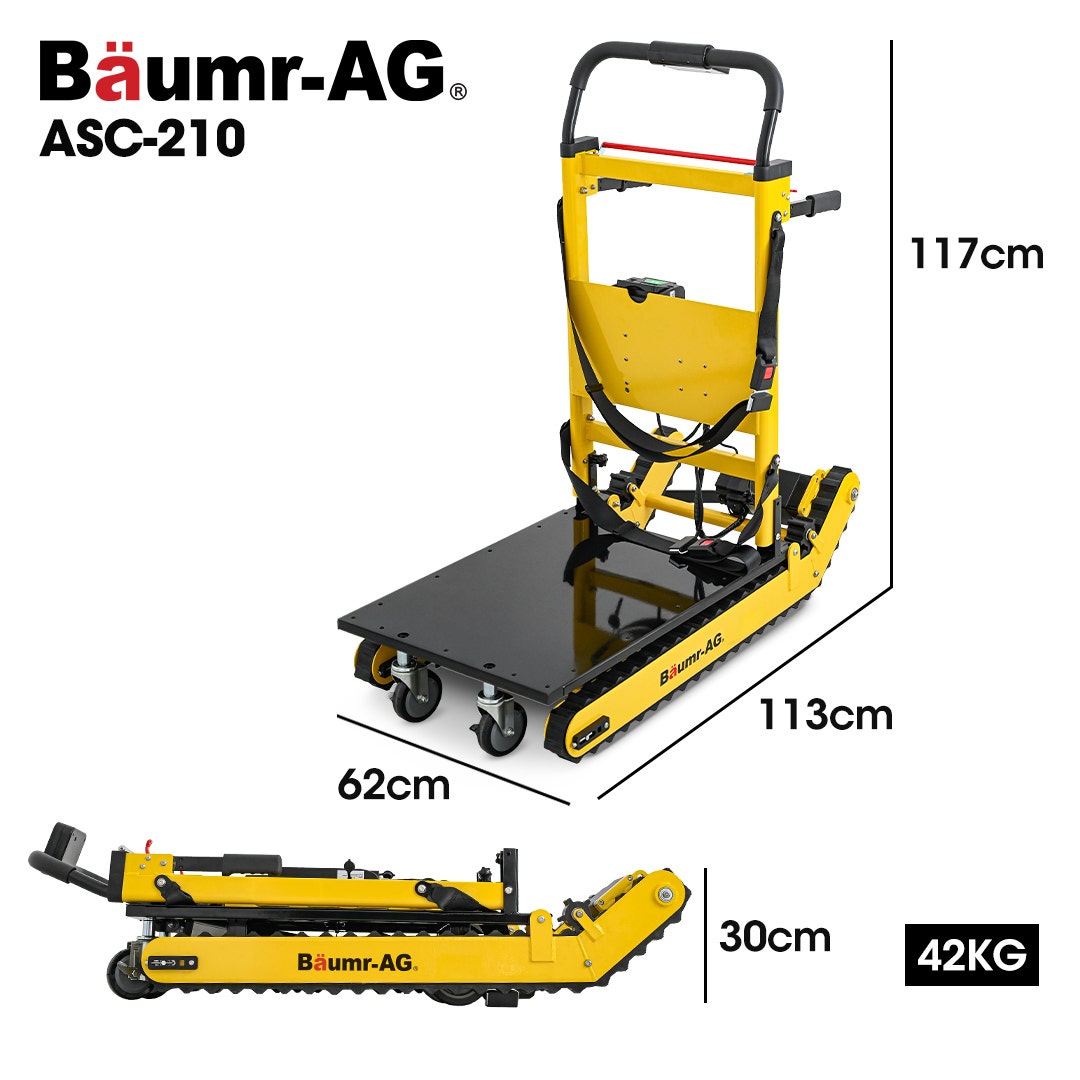 BAUMR-AG Heavy Duty 400W Electric Stair Climbing Hand Truck 210kg Load, Adjustable Tilt, Foldable Motorised V219-MATSTCBM4CYA