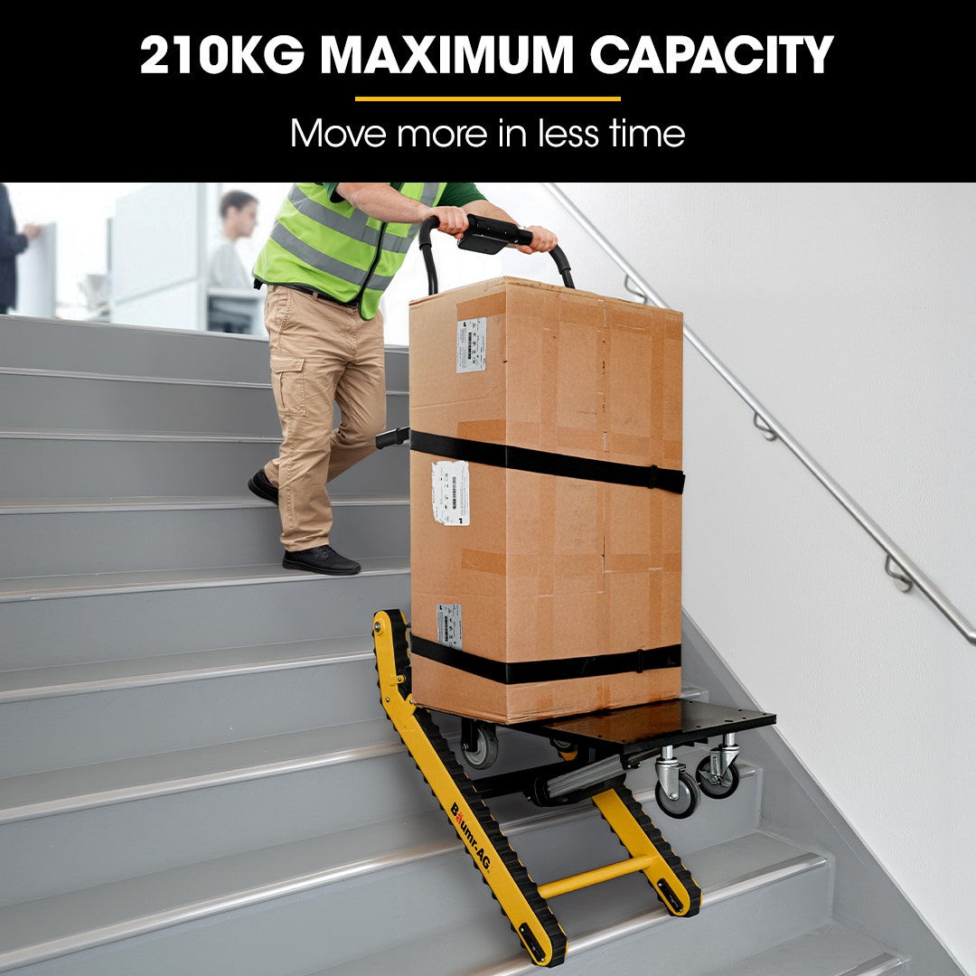 BAUMR-AG Heavy Duty 400W Electric Stair Climbing Hand Truck 210kg Load, Adjustable Tilt, Foldable Motorised V219-MATSTCBM4CYA