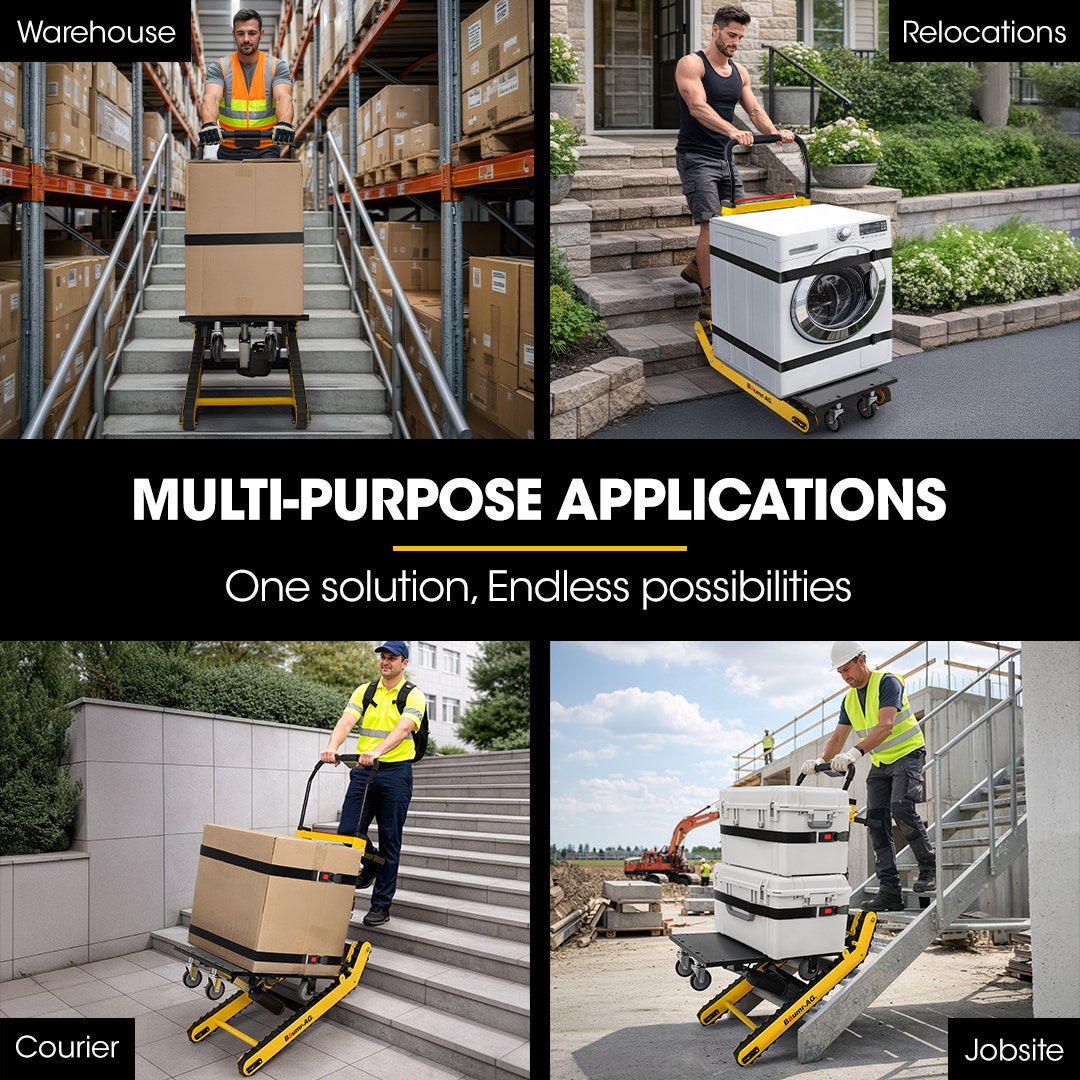 BAUMR-AG Heavy Duty 400W Electric Stair Climbing Hand Truck 210kg Load, Adjustable Tilt, Foldable Motorised V219-MATSTCBM4CYA