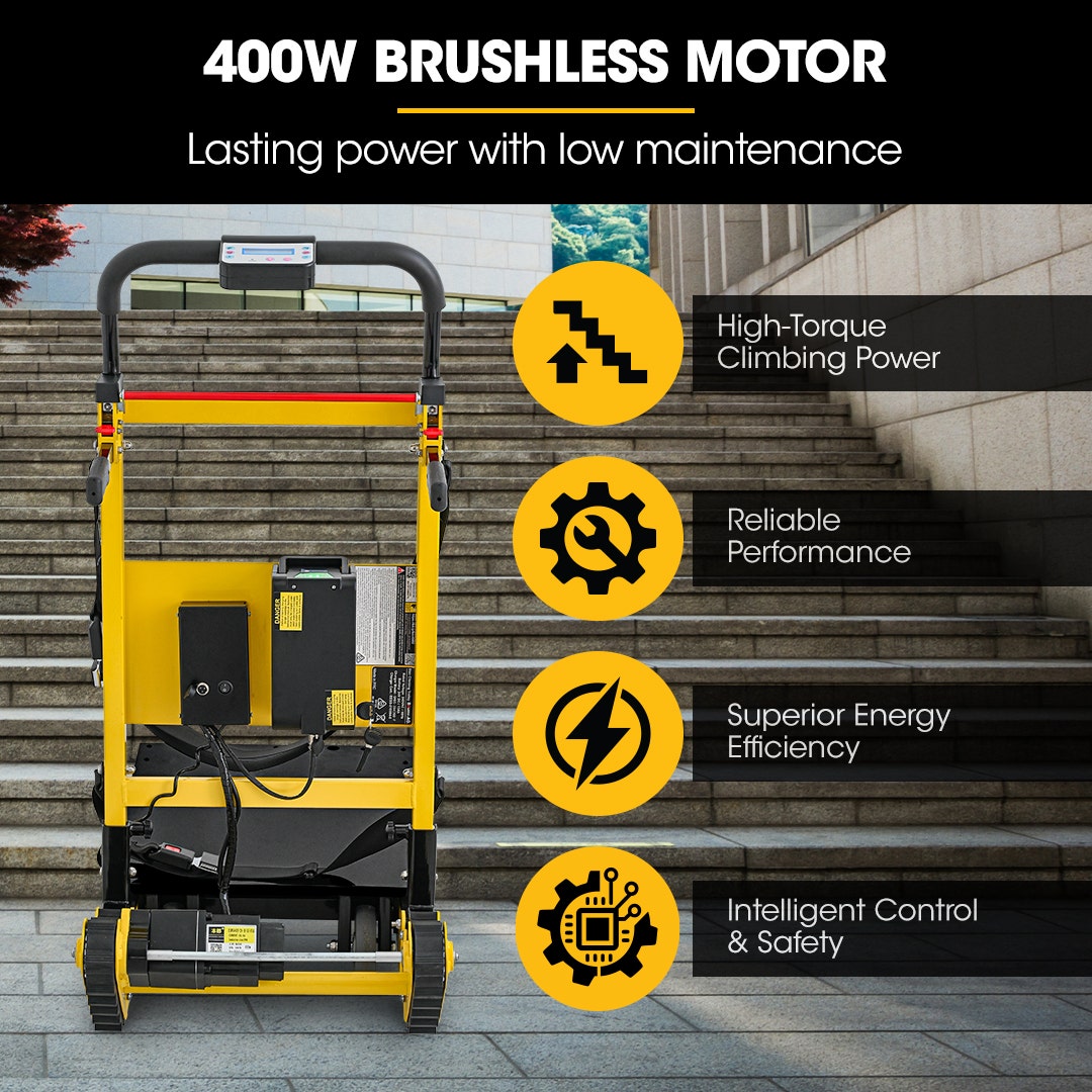 BAUMR-AG Heavy Duty 400W Electric Stair Climbing Hand Truck 210kg Load, Adjustable Tilt, Foldable Motorised V219-MATSTCBM4CYA
