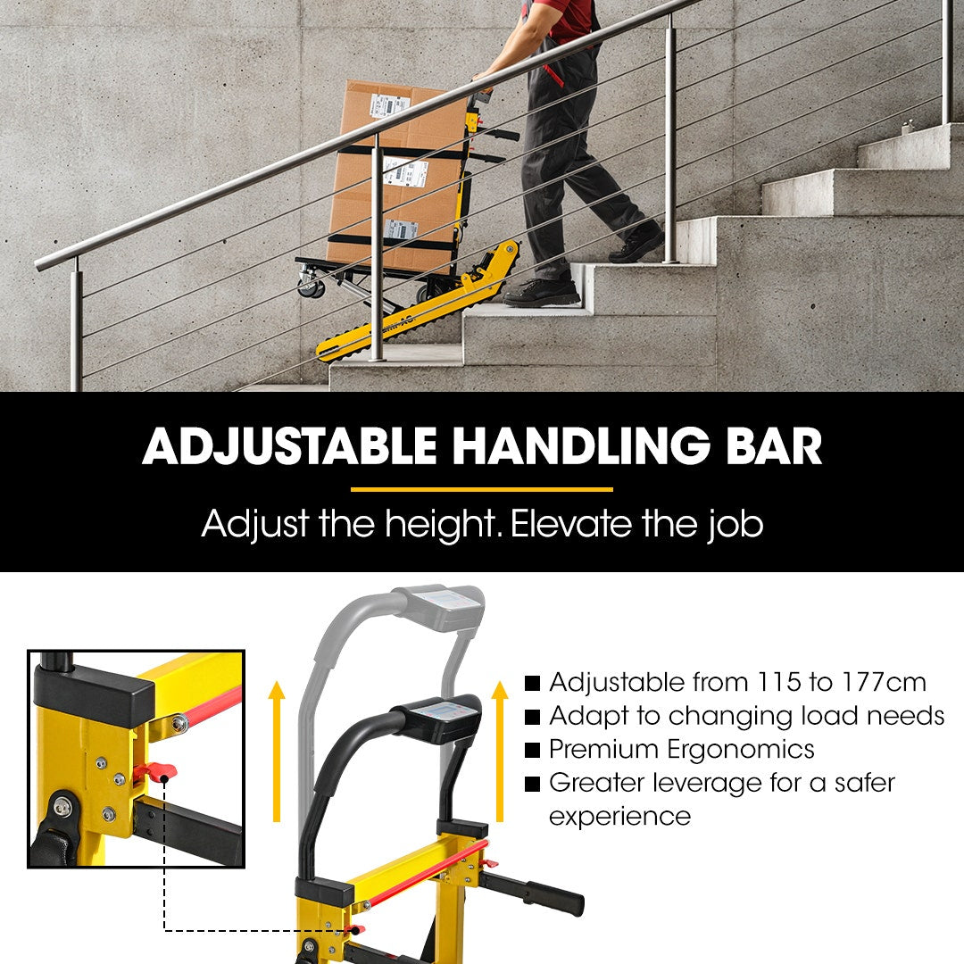 BAUMR-AG Heavy Duty 400W Electric Stair Climbing Hand Truck 210kg Load, Adjustable Tilt, Foldable Motorised V219-MATSTCBM4CYA