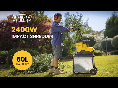 MICHIGAN 2400W Electric Crushing Impact Shredder, Quiet High Torque Garden Mulcher Chipper, Shreds Palm Fronds V219-MCGSLG00A