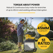 MICHIGAN 2400W Electric Crushing Impact Shredder, Quiet High Torque Garden Mulcher Chipper, Shreds Palm Fronds V219-MCGSLG00A