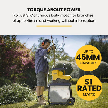 MICHIGAN 2400W Electric Crushing Impact Shredder, Quiet High Torque Garden Mulcher Chipper, Shreds Palm Fronds V219-MCGSLG00A