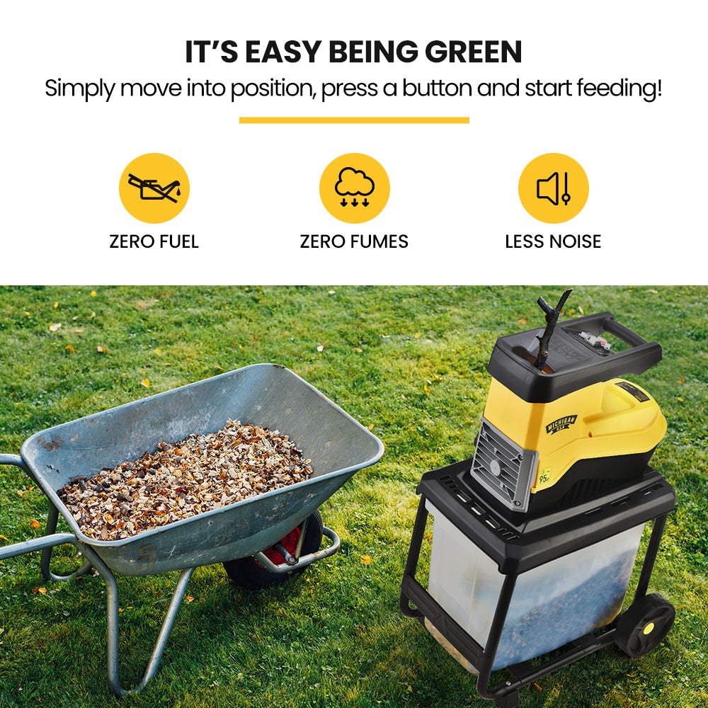 MICHIGAN 2400W Electric Crushing Impact Shredder, Quiet High Torque Garden Mulcher Chipper, Shreds Palm Fronds V219-MCGSLG00A