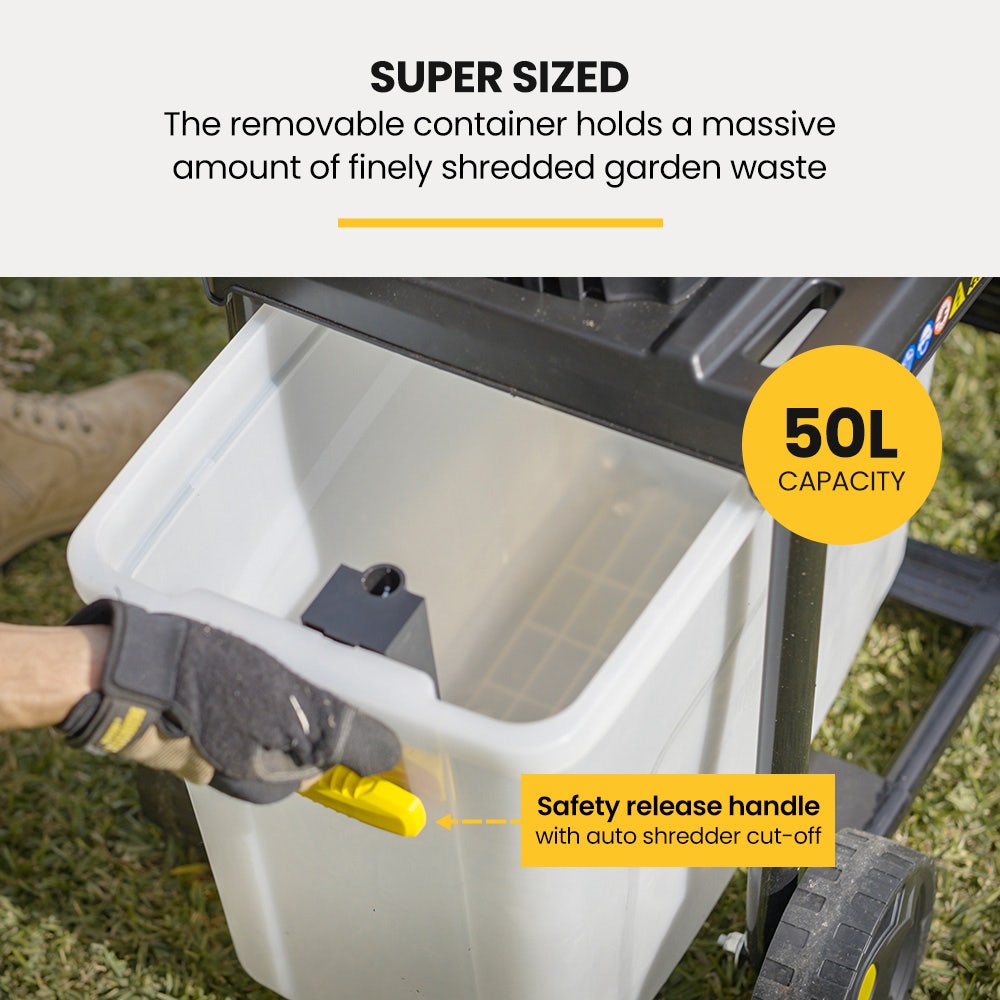 MICHIGAN 2400W Electric Crushing Impact Shredder, Quiet High Torque Garden Mulcher Chipper, Shreds Palm Fronds V219-MCGSLG00A