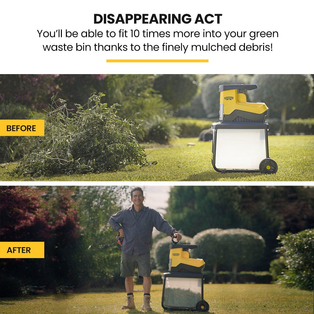 MICHIGAN 2400W Electric Crushing Impact Shredder, Quiet High Torque Garden Mulcher Chipper, Shreds Palm Fronds V219-MCGSLG00A