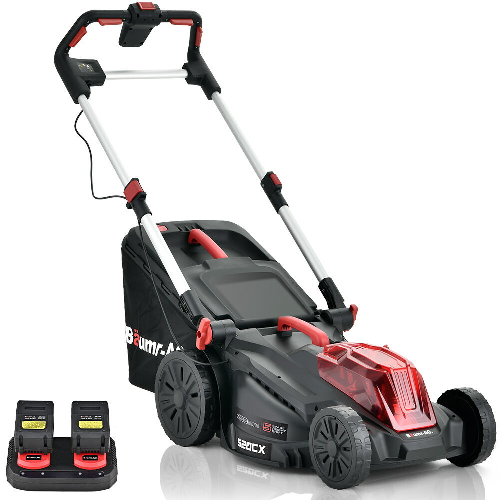 BAUMR-AG 520CX 40V SYNC 17" Cordless Lawn Mower Kit, Fast Charger, 2 x 4Ah Battery, 5 Cutting Heights, V219-MOWCLSBM520A