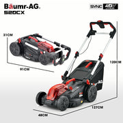 BAUMR-AG 520CX 40V SYNC 17" Cordless Lawn Mower Kit, Fast Charger, 2 x 4Ah Battery, 5 Cutting Heights, V219-MOWCLSBM520A