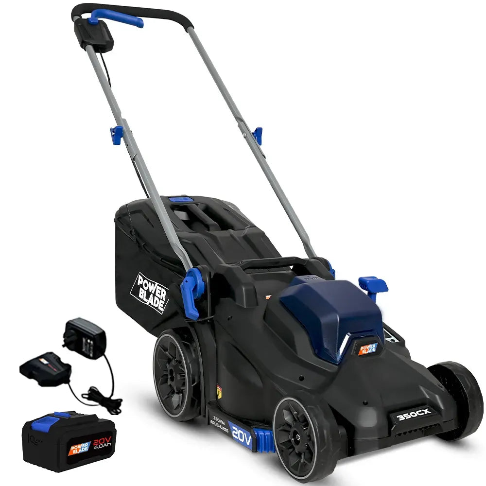 POWERBLADE 350CX 20V 13" Cordless Lawn Mower Kit, Fast Charger, 4Ah Battery, 5 Height, Brushless Electric, V219-MOWCLSPB1C3A