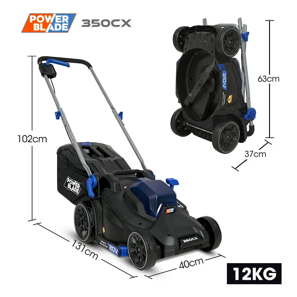 POWERBLADE 350CX 20V 13" Cordless Lawn Mower Kit, Fast Charger, 4Ah Battery, 5 Height, Brushless Electric, V219-MOWCLSPB1C3A