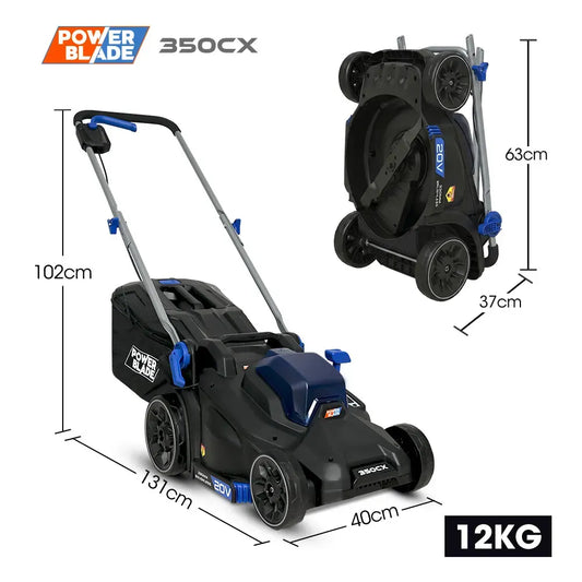 POWERBLADE 350CX 20V 13" Cordless Lawn Mower Kit, Fast Charger, 4Ah Battery, 5 Height, Brushless Electric, V219-MOWCLSPB1C3A