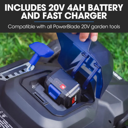 POWERBLADE 350CX 20V 13" Cordless Lawn Mower Kit, Fast Charger, 4Ah Battery, 5 Height, Brushless Electric, V219-MOWCLSPB1C3A