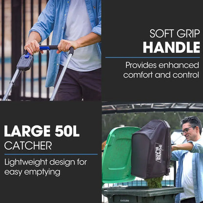 POWERBLADE 350CX 20V 13" Cordless Lawn Mower Kit, Fast Charger, 4Ah Battery, 5 Height, Brushless Electric, V219-MOWCLSPB1C3A