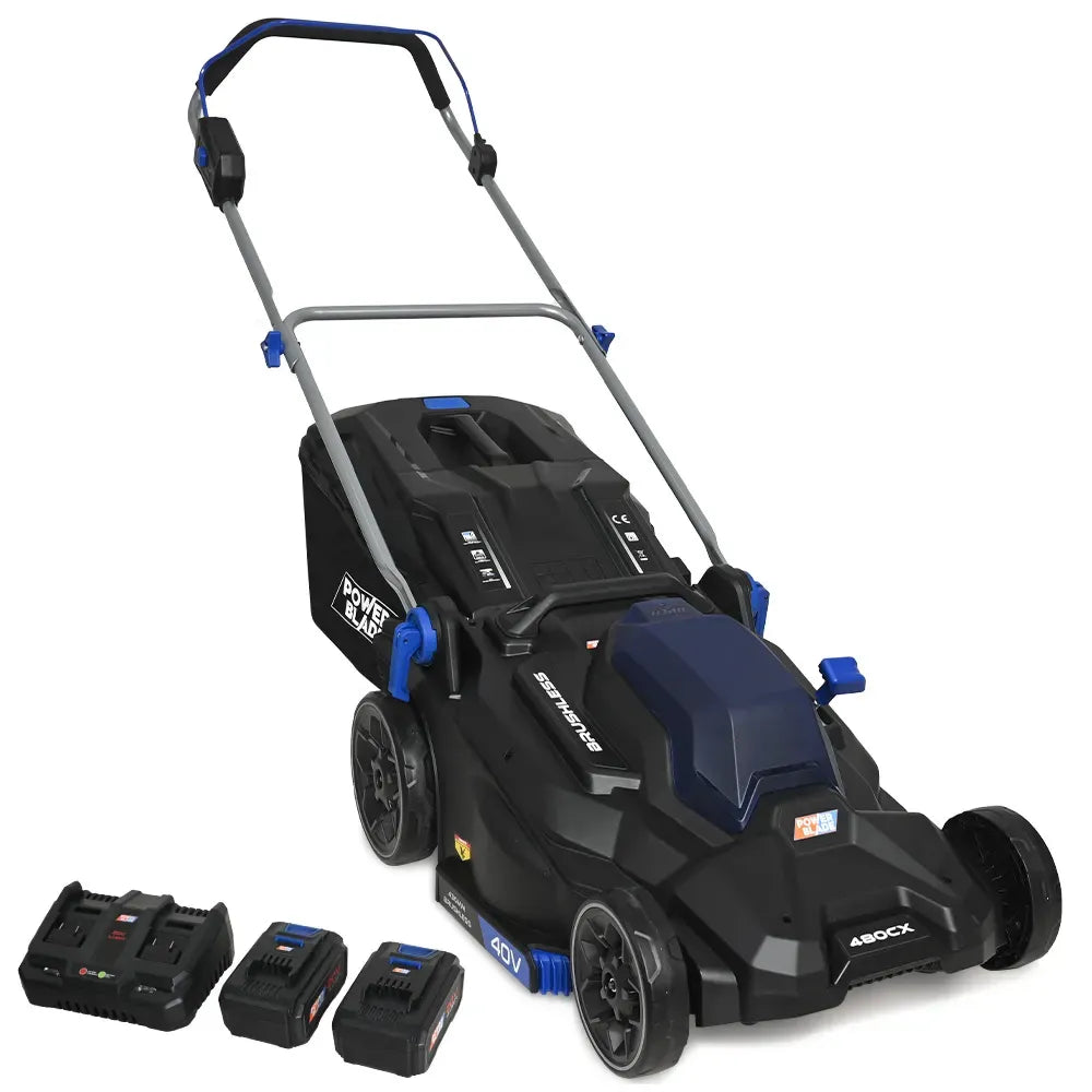 POWERBLADE 480CX 40V 17" Cordless Lawn Mower Kit, Fast Charger, 2 x 4Ah Batteries, 6 Stage Height, Brushless V219-MOWCLSPB1C7A
