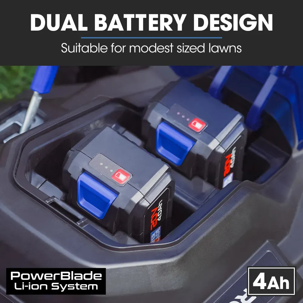 POWERBLADE 480CX 40V 17" Cordless Lawn Mower Kit, Fast Charger, 2 x 4Ah Batteries, 6 Stage Height, Brushless V219-MOWCLSPB1C7A