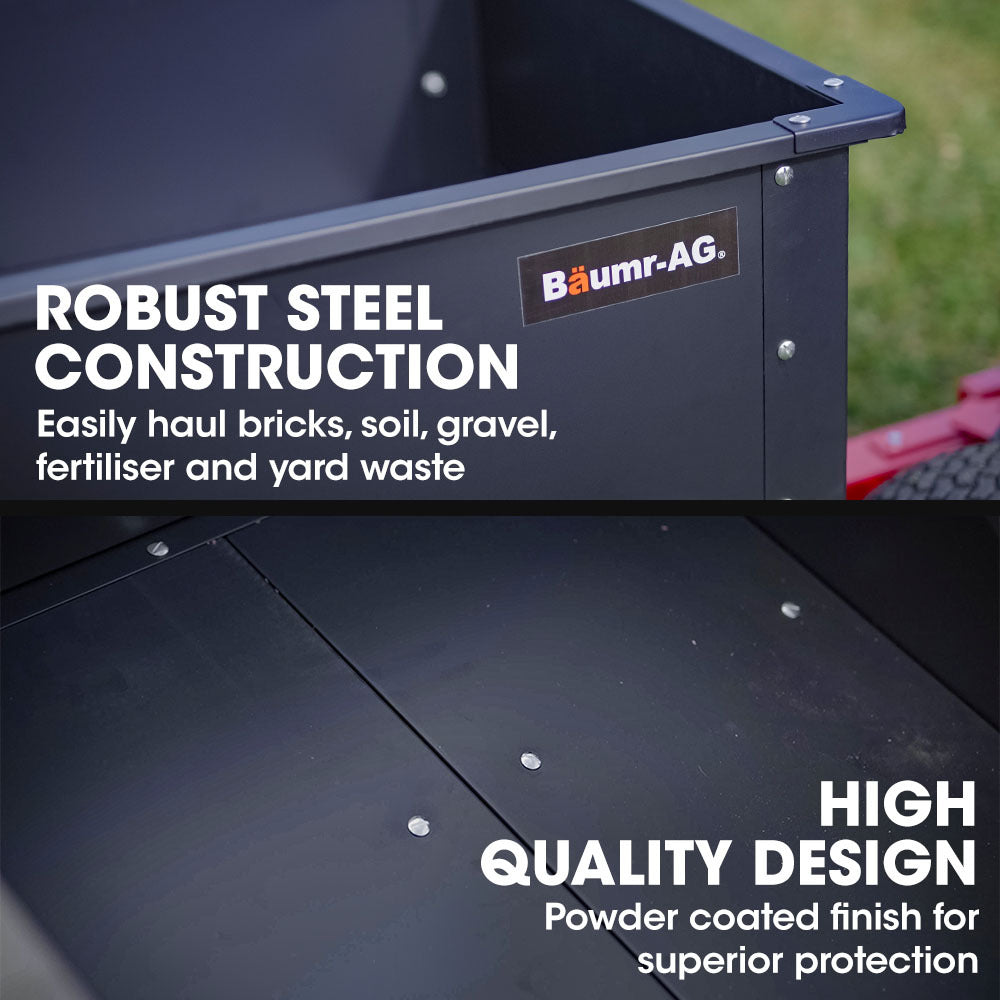 BAUMR-AG 270kg Capacity Metal Dump Cart, for Ride on Mower V219-MOWCRTBMAASD1