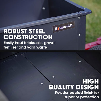 BAUMR-AG 270kg Capacity Metal Dump Cart, for Ride on Mower V219-MOWCRTBMAASD1