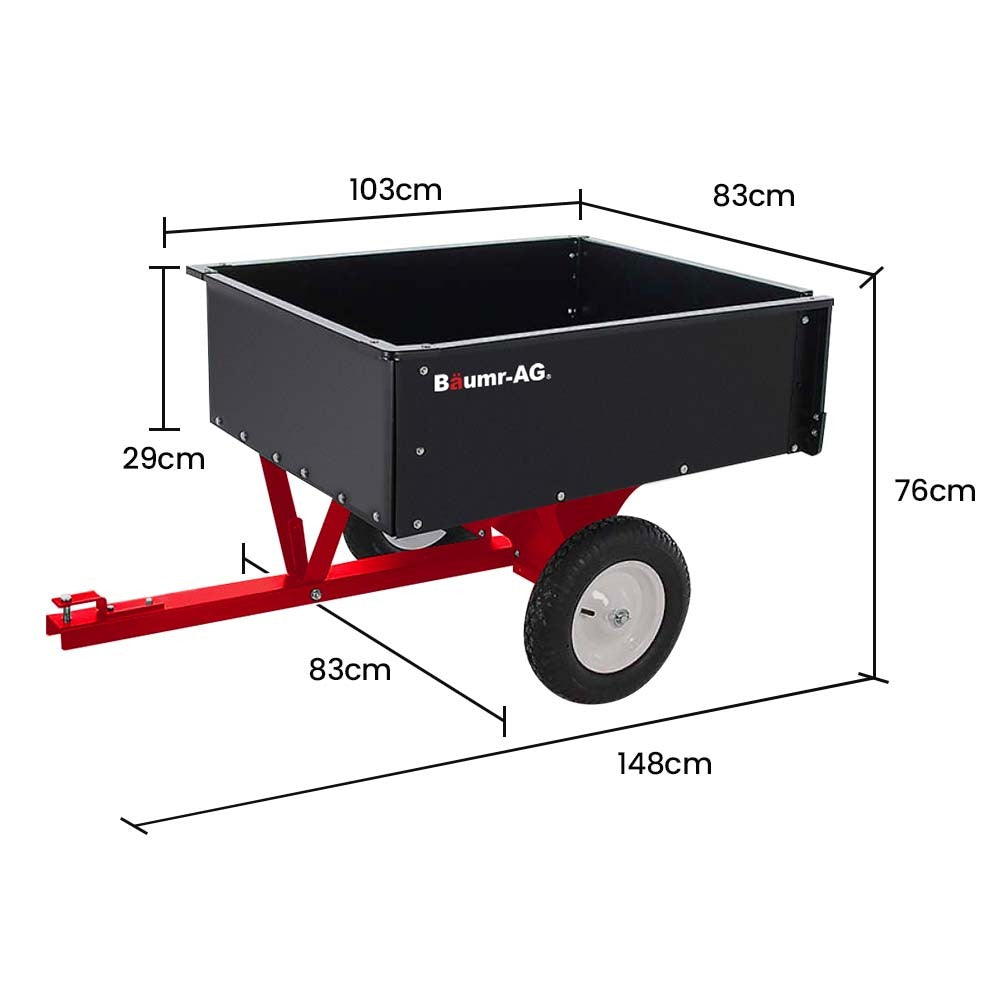 BAUMR-AG 270kg Capacity Metal Dump Cart, for Ride on Mower V219-MOWCRTBMAASD1