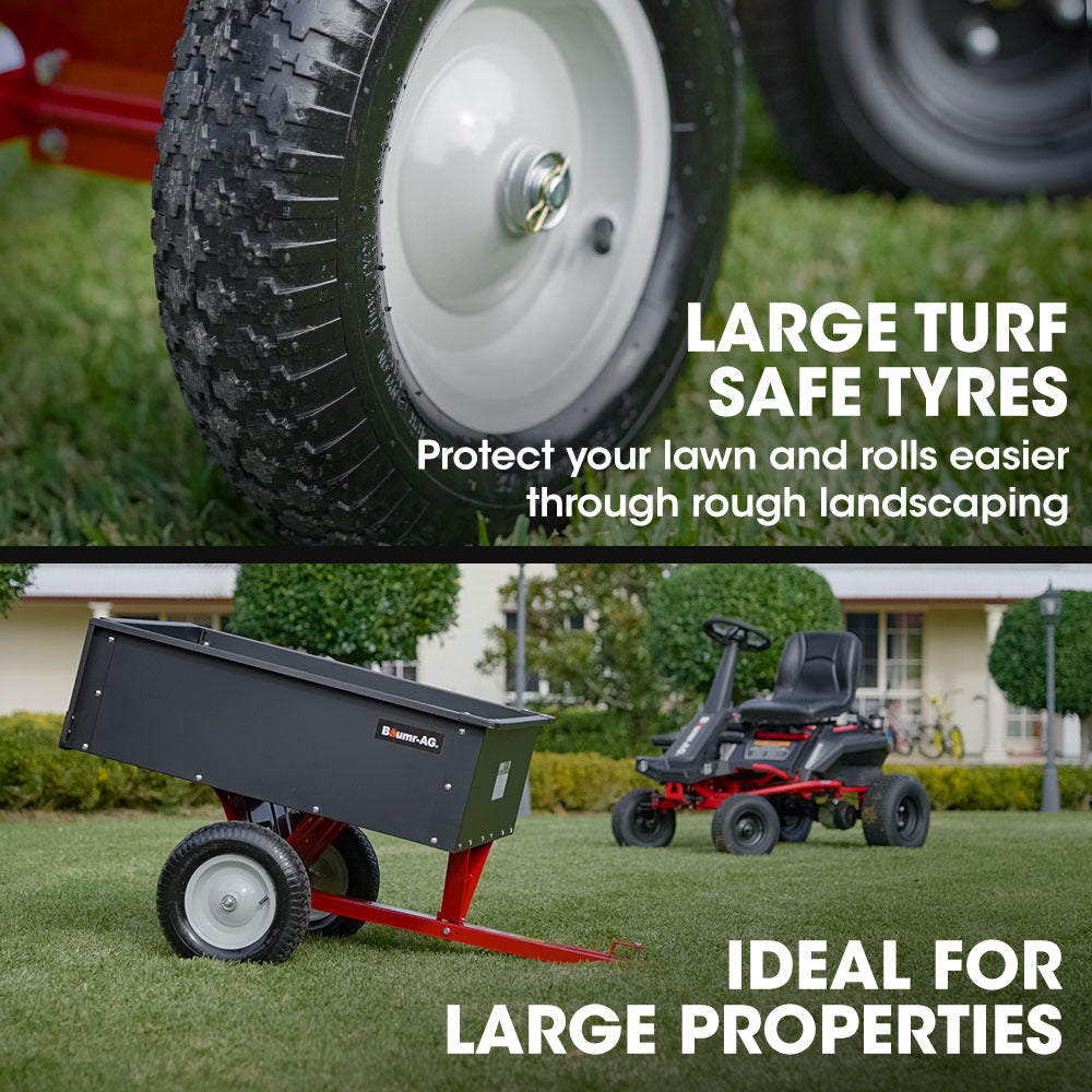 BAUMR-AG 270kg Capacity Metal Dump Cart, for Ride on Mower V219-MOWCRTBMAASD1