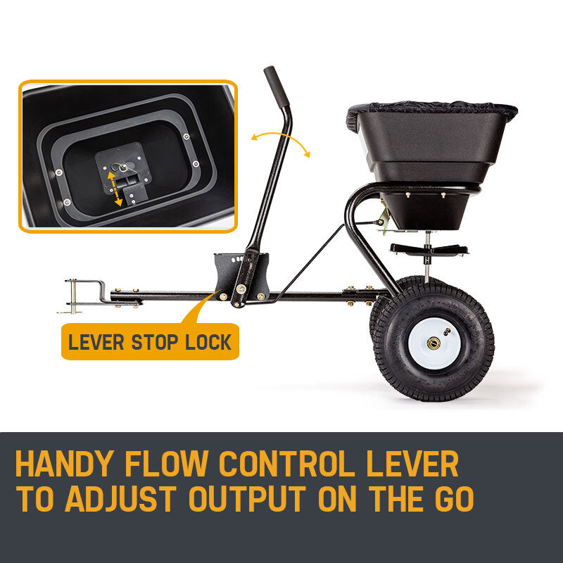 PLANTCRAFT Tow Behind Broadcast Spreader 30kg 26L Seed Fertiliser Tow Rotary V219-MOWCRTPLTAB30