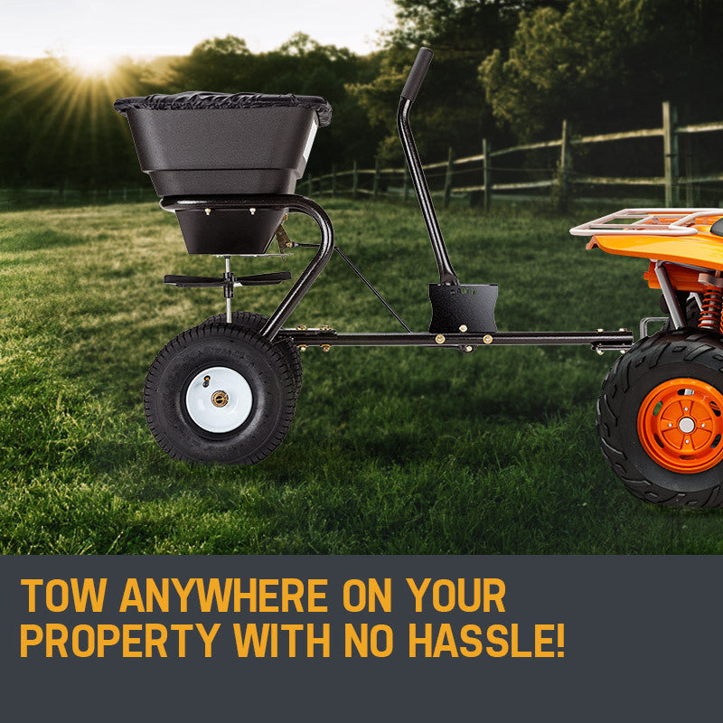 PLANTCRAFT Tow Behind Broadcast Spreader 30kg 26L Seed Fertiliser Tow Rotary V219-MOWCRTPLTAB30