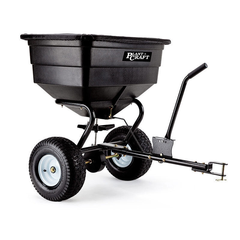 PLANTCRAFT Tow Behind Broadcast Spreader 90kg 105L Seed Fertiliser Tow Rotary V219-MOWCRTPLTAB90