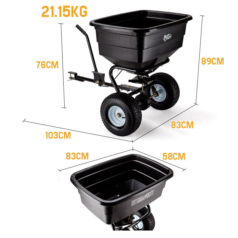 PLANTCRAFT Tow Behind Broadcast Spreader 90kg 105L Seed Fertiliser Tow Rotary V219-MOWCRTPLTAB90