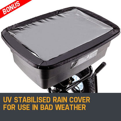 PLANTCRAFT Tow Behind Broadcast Spreader 90kg 105L Seed Fertiliser Tow Rotary V219-MOWCRTPLTAB90