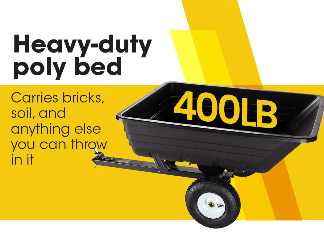PLANTCRAFT 400LBS Poly Dump Cart Garden Tip Trailer Tray Tow Quad ATV Ride V219-MOWCRTPLTAPD1