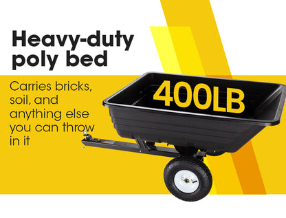 PLANTCRAFT 400LBS Poly Dump Cart Garden Tip Trailer Tray Tow Quad ATV Ride V219-MOWCRTPLTAPD1