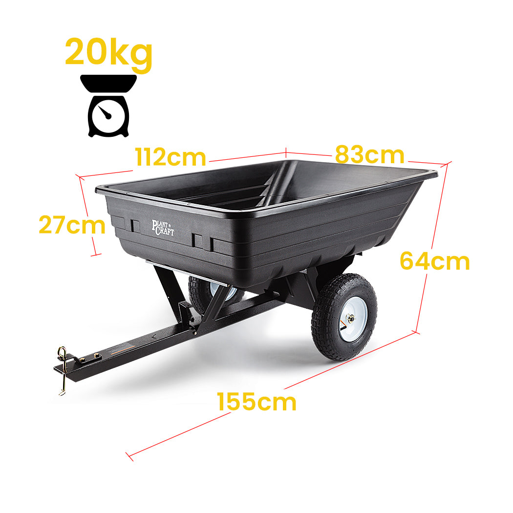 PLANTCRAFT 400LBS Poly Dump Cart Garden Tip Trailer Tray Tow Quad ATV Ride V219-MOWCRTPLTAPD1