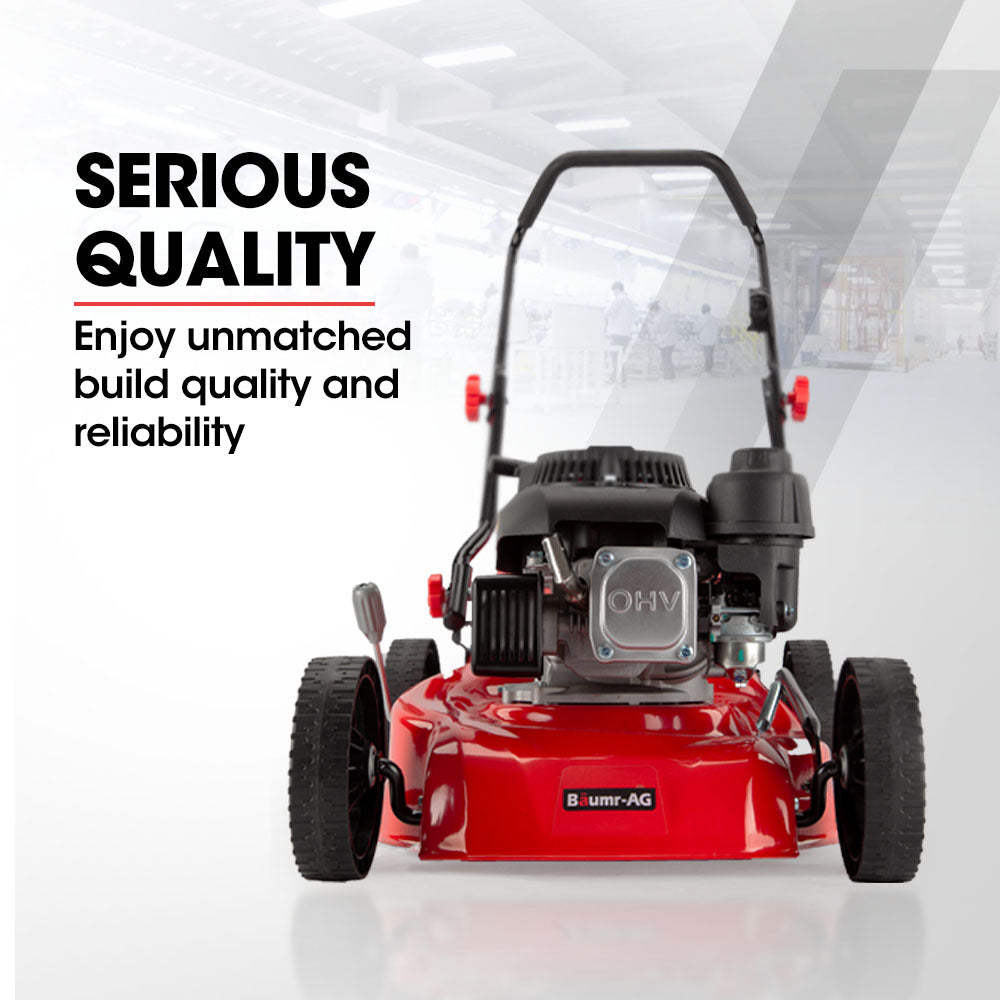 Baumr-AG Lawn Mower 139CC 17 Petrol Push Lawnmower 4-Stroke Engine Catch V219-MOWPSHBMRA17S