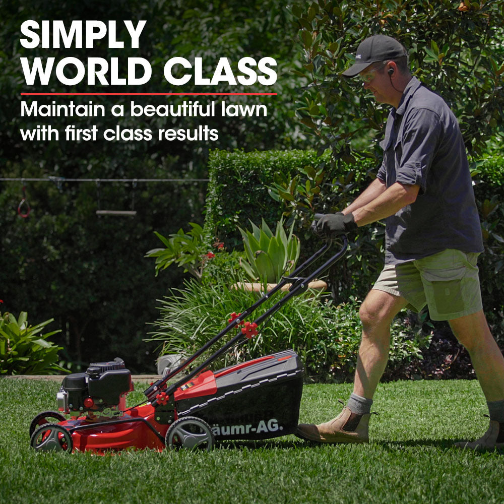 Baumr-AG Lawn Mower 139CC 17 Petrol Push Lawnmower 4-Stroke Engine Catch V219-MOWPSHBMRA17S