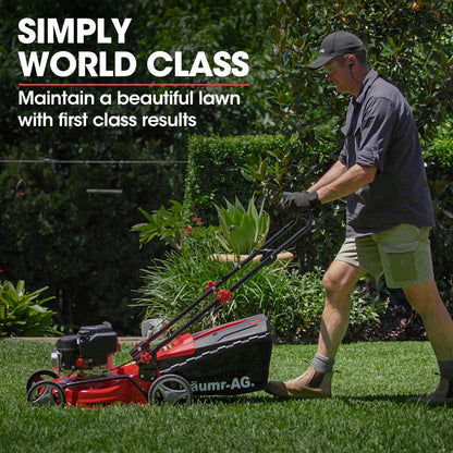 Baumr-AG Lawn Mower 139CC 17 Petrol Push Lawnmower 4-Stroke Engine Catch V219-MOWPSHBMRA17S