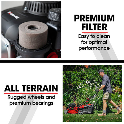 Baumr-AG Lawn Mower 139CC 17 Petrol Push Lawnmower 4-Stroke Engine Catch V219-MOWPSHBMRA17S