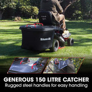 BAUMR-AG 24" Ride On Lawn Mower, Lithium Electric Start System, 6HP 224cc, 5 Cut Heights, Catcher and Mulch V219-MOWRIDBMP24A