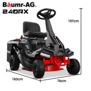 BAUMR-AG 24" Ride On Lawn Mower, Lithium Electric Start System, 6HP 224cc, 5 Cut Heights, Catcher and Mulch V219-MOWRIDBMP24A