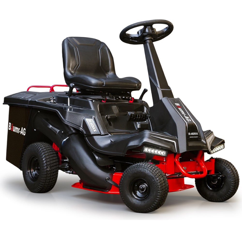 BAUMR-AG 24" Ride On Lawn Mower, Lithium Electric Start System, 6HP 224cc, 5 Cut Heights, Catcher and Mulch V219-MOWRIDBMP24A