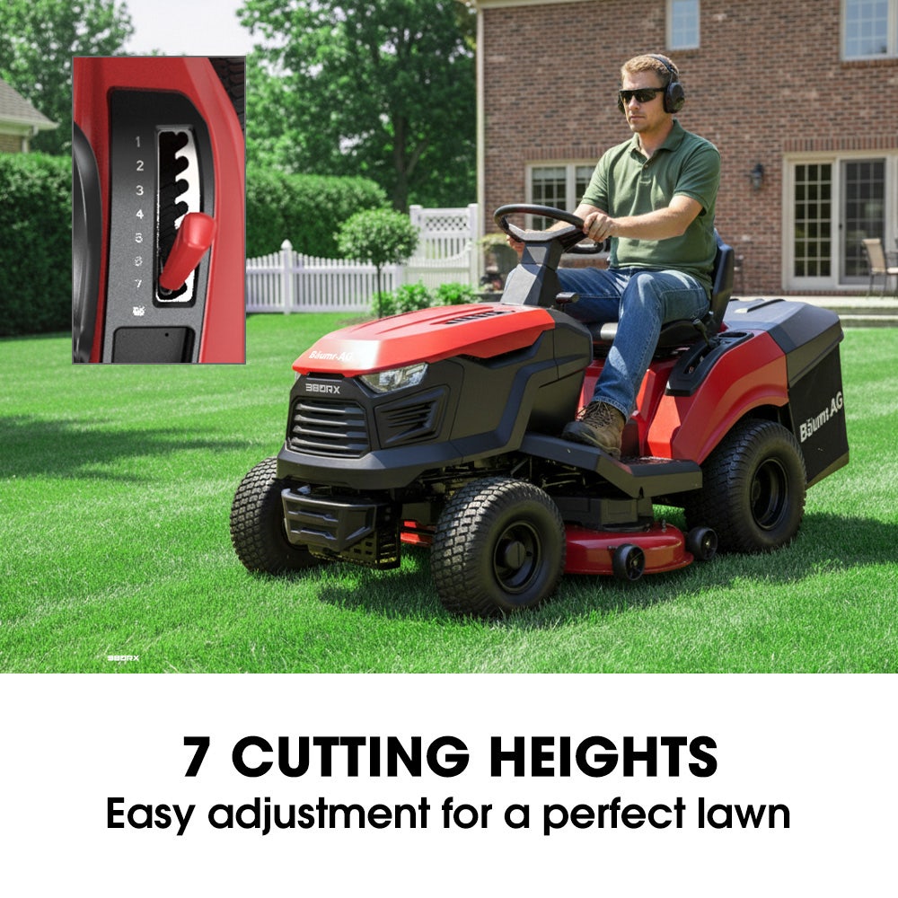 BAUMR-AG 38" Ride On Mower Tractor, Electric Start, 14hp 452cc, Hydrostatic, 100kg Towing, 7 Cut Heights V219-MOWRIDBMP38A