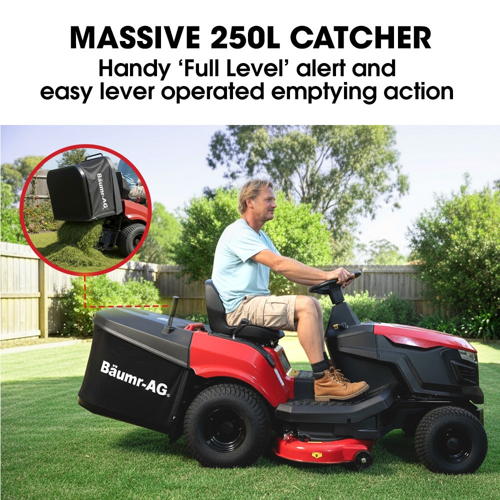 BAUMR-AG 38" Ride On Mower Tractor, Electric Start, 14hp 452cc, Hydrostatic, 100kg Towing, 7 Cut Heights V219-MOWRIDBMP38A