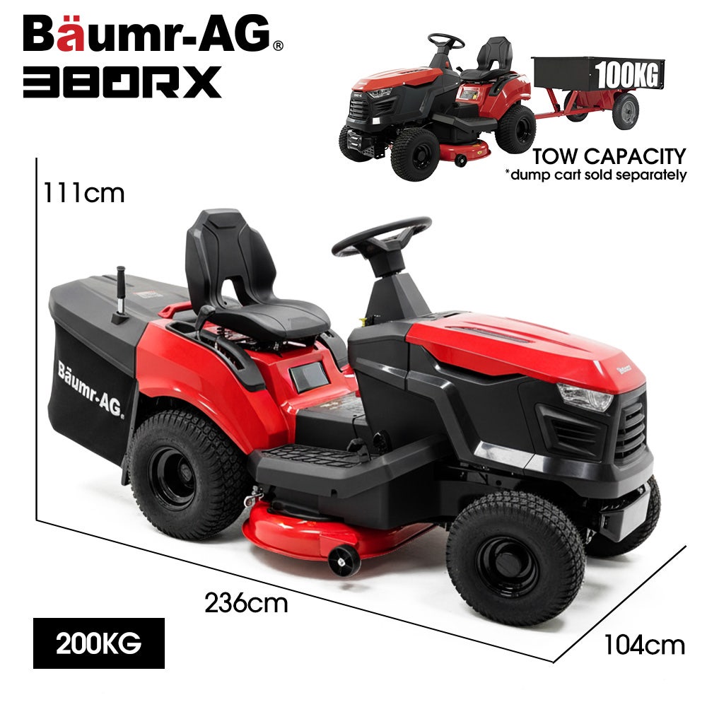 BAUMR-AG 38" Ride On Mower Tractor, Electric Start, 14hp 452cc, Hydrostatic, 100kg Towing, 7 Cut Heights V219-MOWRIDBMP38A