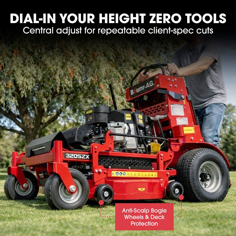 BAUMR-AG 32" Stand-On Zero-Turn Mower, Electric Start, 23hp, 764cc, Hydrostatic Drive, 10 Cut Heights V219-MOWRIDBMS32A