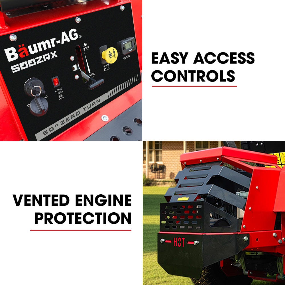 BAUMR-AG 50" Zero-Turn Ride On Mower, Electric Start, 23hp, 764cc, Hydrostatic Drive, 7 Cut Heights V219-MOWRIDBMZ50A