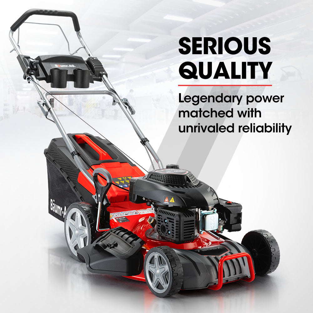 Baumr-AG Lawn Mower 18 220cc Petrol Self-Propelled Push Lawnmower 4-Stroke V219-MOWSFPBMRA183
