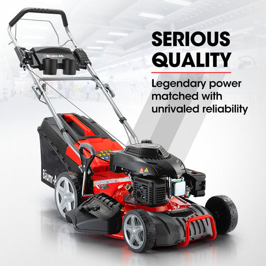 Baumr-AG Lawn Mower 18 220cc Petrol Self-Propelled Push Lawnmower 4-Stroke V219-MOWSFPBMRA183