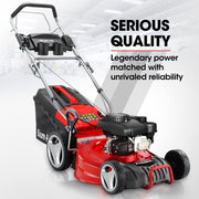 BAUMR-AG 18" 150cc Self Propelled Lawn Mower, 7 Height, Steel Deck, Cup Holders, 4-Stroke Petrol Lawnmower - V219-MOWSPRBM18SA