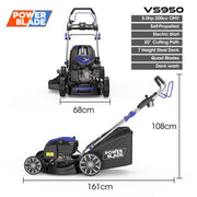 POWERBLADE 20" 200cc Self-Propelled Lawn Mower, Electric Start, 7 Height, Steel Deck, Deck Wash Port, OHV V219-MOWSPRPB20EA