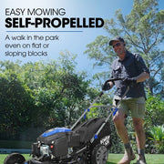 PowerBlade 20" 200cc Self-Propelled Lawn Mower, 7 Height, Steel Deck, Deck Wash Port, OHV 4-Stroke Petrol - V219-MOWSPRPB20SA